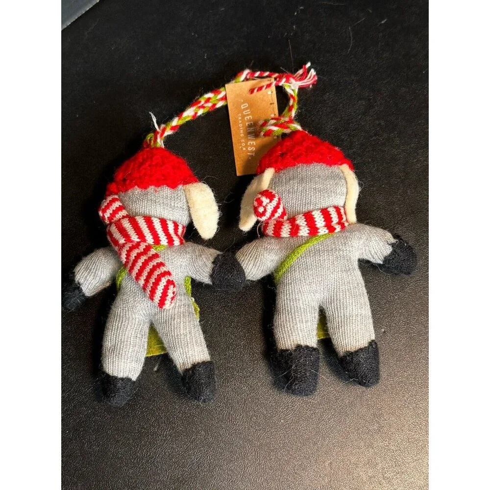 Set of 2 Queenwest Knit Felt Beaded Mouse Mice Christmas Ornaments‎ NWT Kohl’s